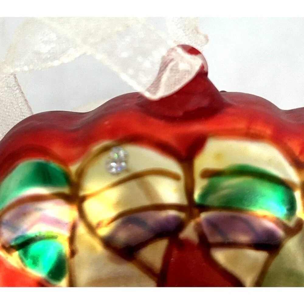 Peacock Christmas Ornament Multicolor Bird Hand Blown Glass 4